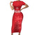 Custom England Cricket Short Sleeve Bodycon Dress Go Three Lions - Red Ver