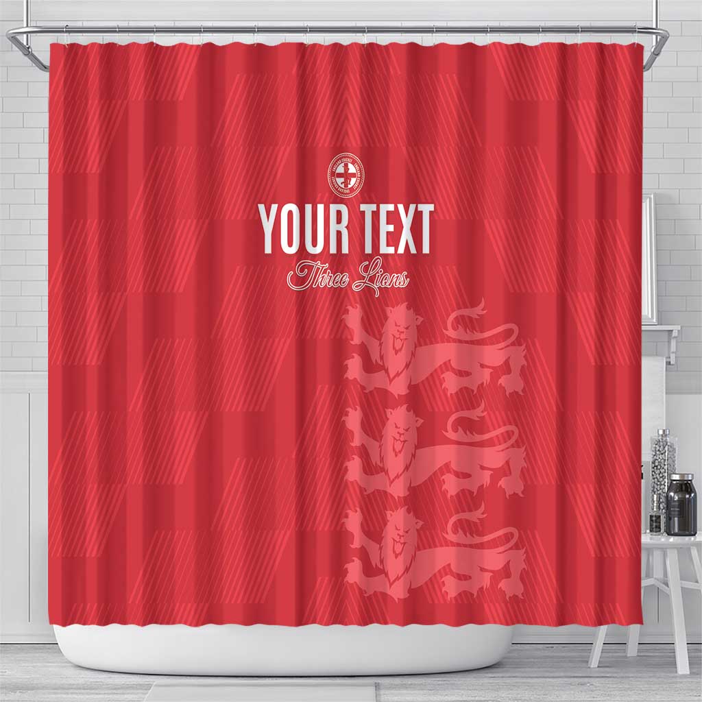 Custom England Cricket Shower Curtain Go Three Lions - Red Ver