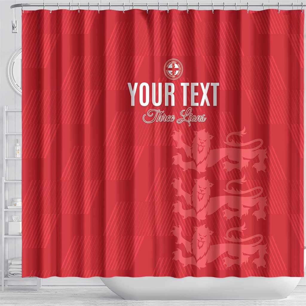 Custom England Cricket Shower Curtain Go Three Lions - Red Ver