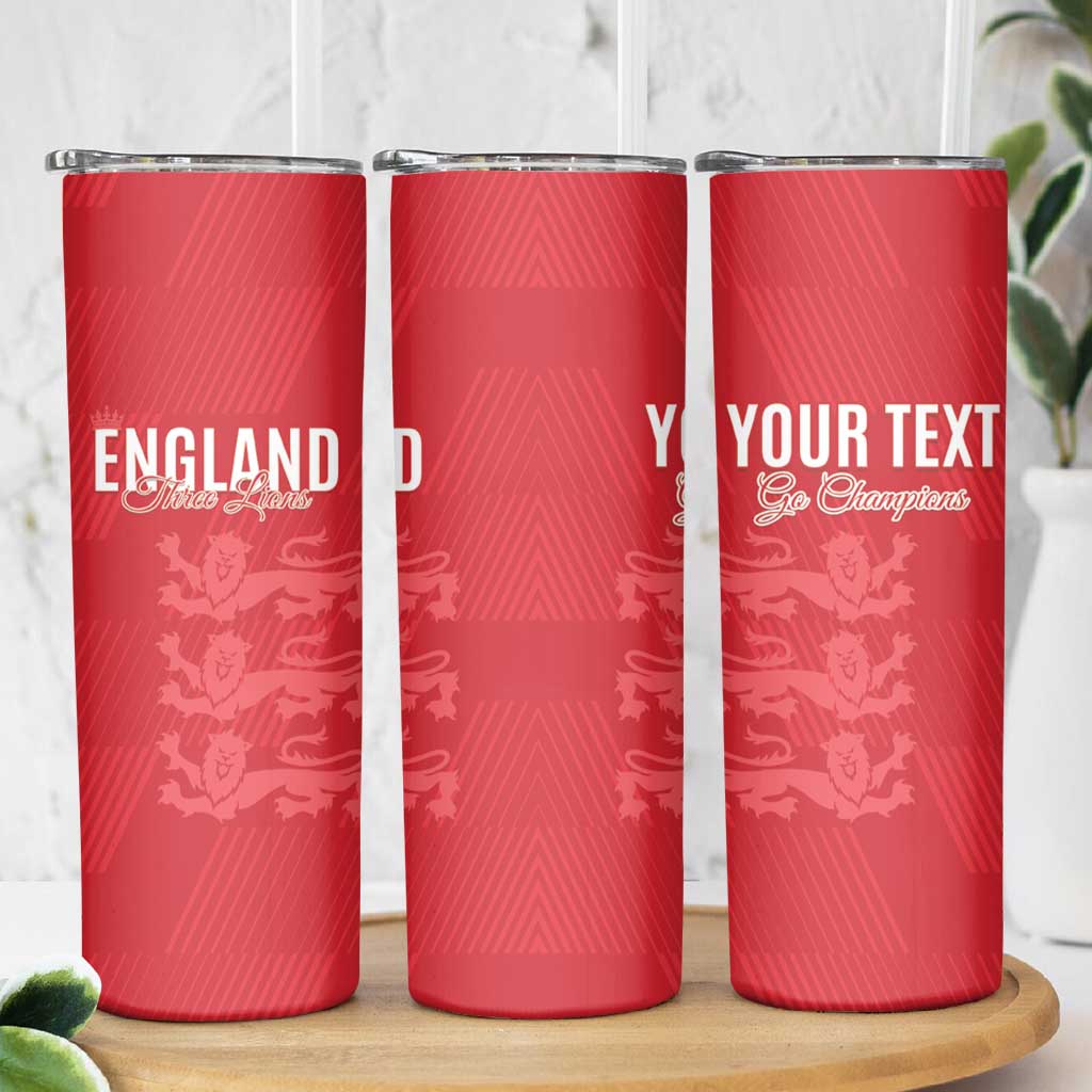 Custom England Cricket Skinny Tumbler Go Three Lions - Red Ver