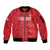 Custom England Cricket Sleeve Zip Bomber Jacket Go Three Lions - Red Ver
