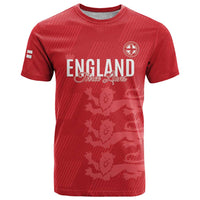 Custom England Cricket T Shirt Go Three Lions - Red Ver