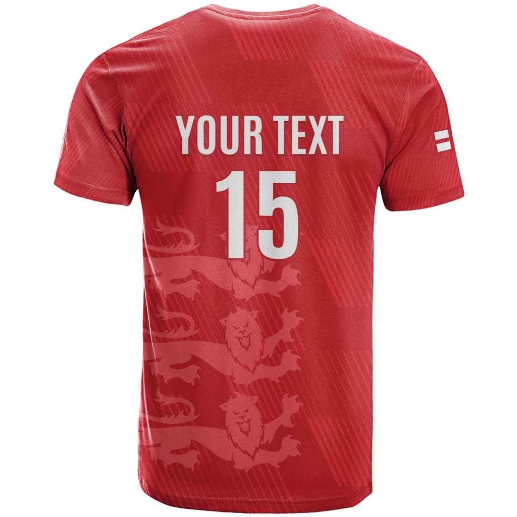 Custom England Cricket T Shirt Go Three Lions - Red Ver