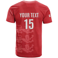 Custom England Cricket T Shirt Go Three Lions - Red Ver
