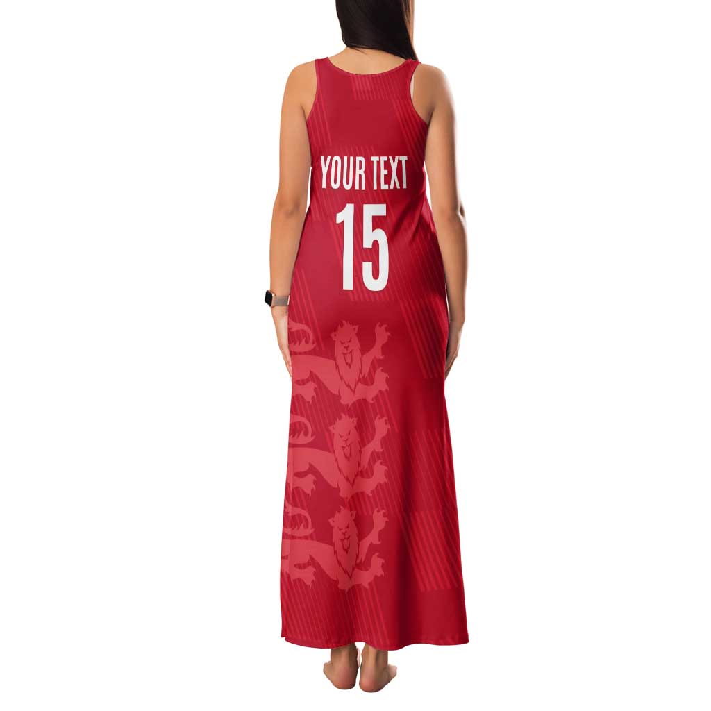Custom England Cricket Tank Maxi Dress Go Three Lions - Red Ver