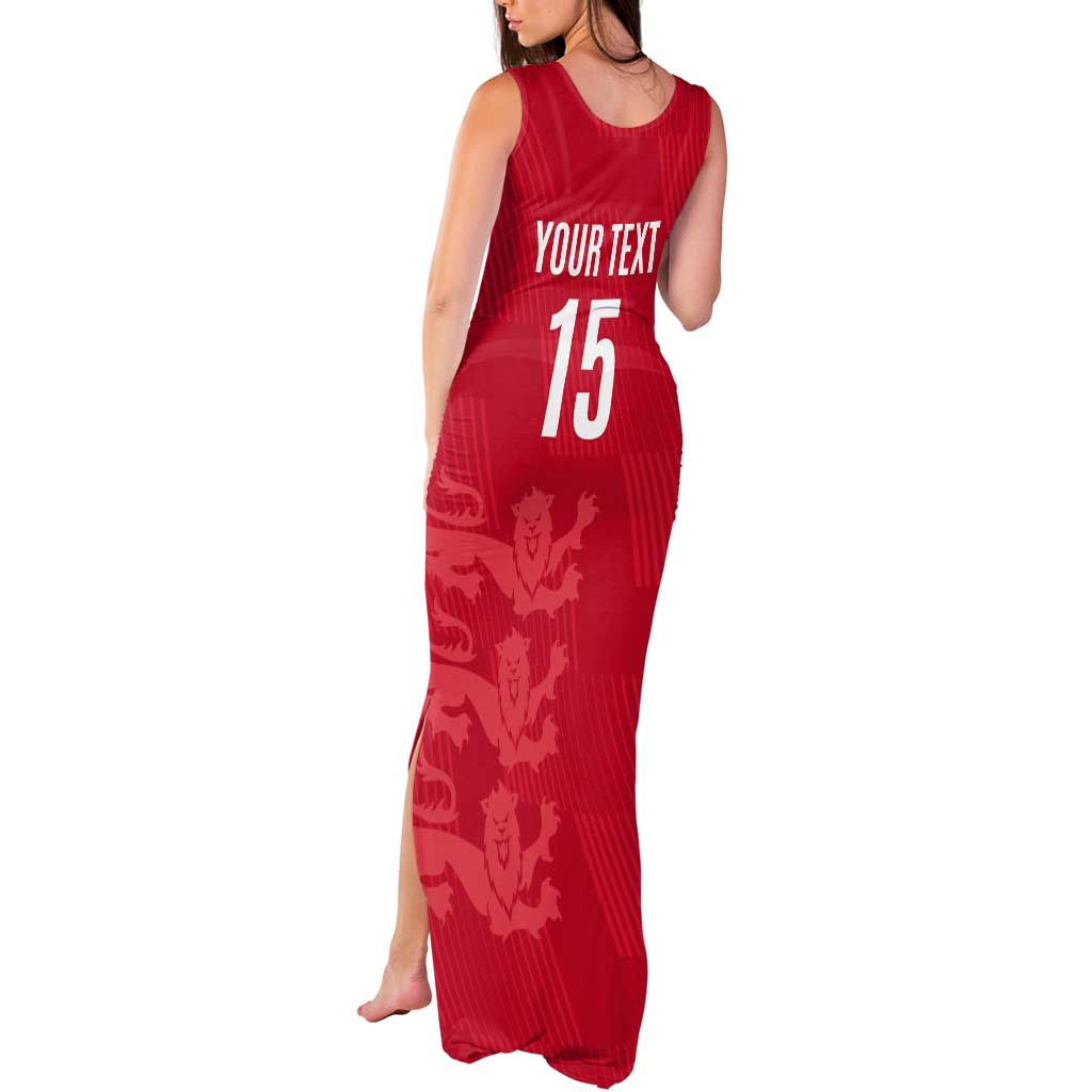 Custom England Cricket Tank Maxi Dress Go Three Lions - Red Ver