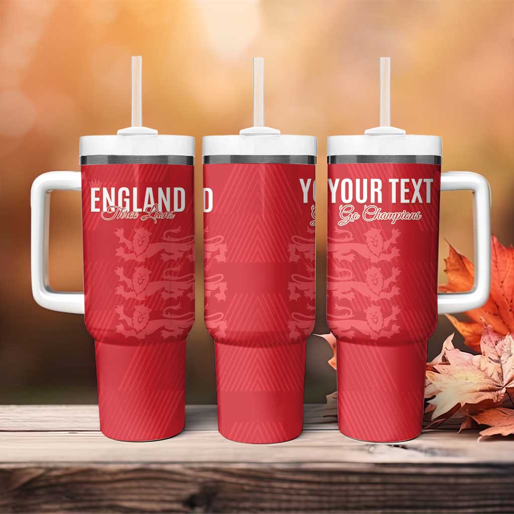 Custom England Cricket Tumbler With Handle Go Three Lions - Red Ver