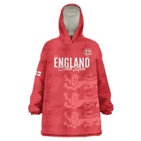 Custom England Cricket Wearable Blanket Hoodie Go Three Lions - Red Ver