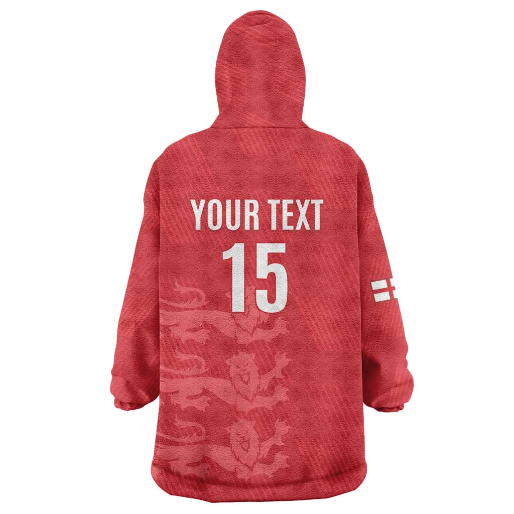 Custom England Cricket Wearable Blanket Hoodie Go Three Lions - Red Ver