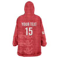 Custom England Cricket Wearable Blanket Hoodie Go Three Lions - Red Ver