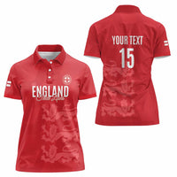 Custom England Cricket Women Polo Shirt Go Three Lions - Red Ver