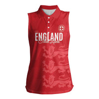 Custom England Cricket Women Sleeveless Polo Shirt Go Three Lions - Red Ver