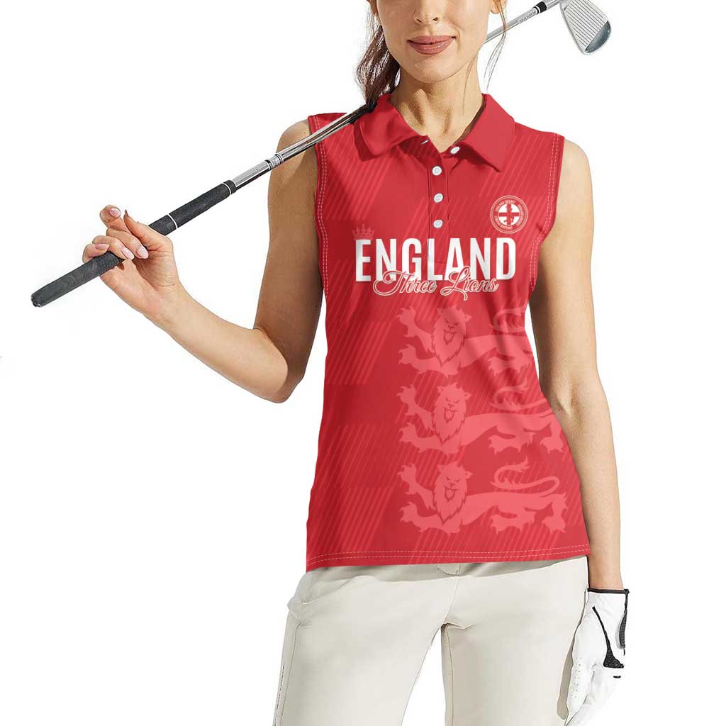 Custom England Cricket Women Sleeveless Polo Shirt Go Three Lions - Red Ver