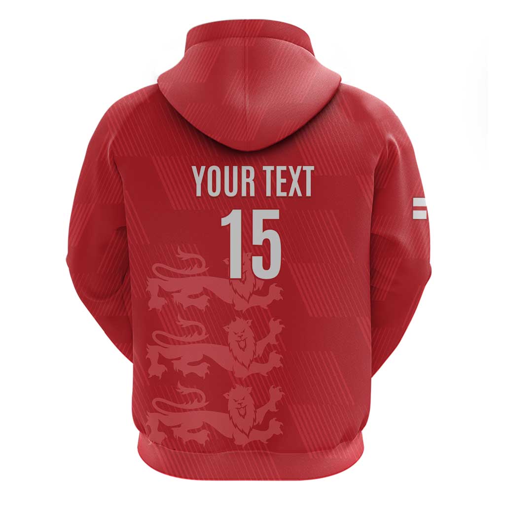 Custom England Cricket Zip Hoodie Go Three Lions - Red Ver