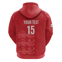 Custom England Cricket Zip Hoodie Go Three Lions - Red Ver