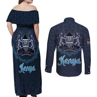 Kenya Happy Eid Mubarak Couples Matching Off Shoulder Maxi Dress and Long Sleeve Button Shirt Eid Al-Adha