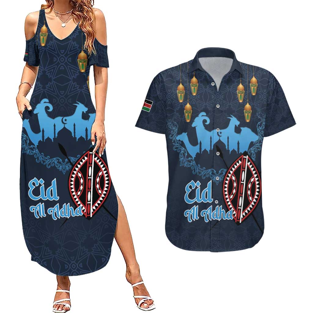 Kenya Happy Eid Mubarak Couples Matching Summer Maxi Dress and Hawaiian Shirt Eid Al-Adha