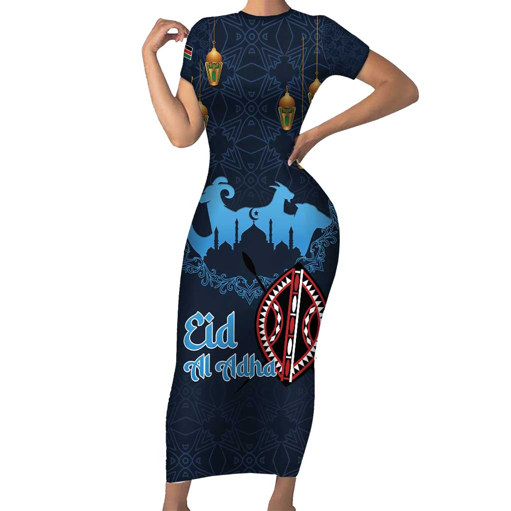 Kenya Happy Eid Mubarak Family Matching Short Sleeve Bodycon Dress and Hawaiian Shirt Eid Al-Adha