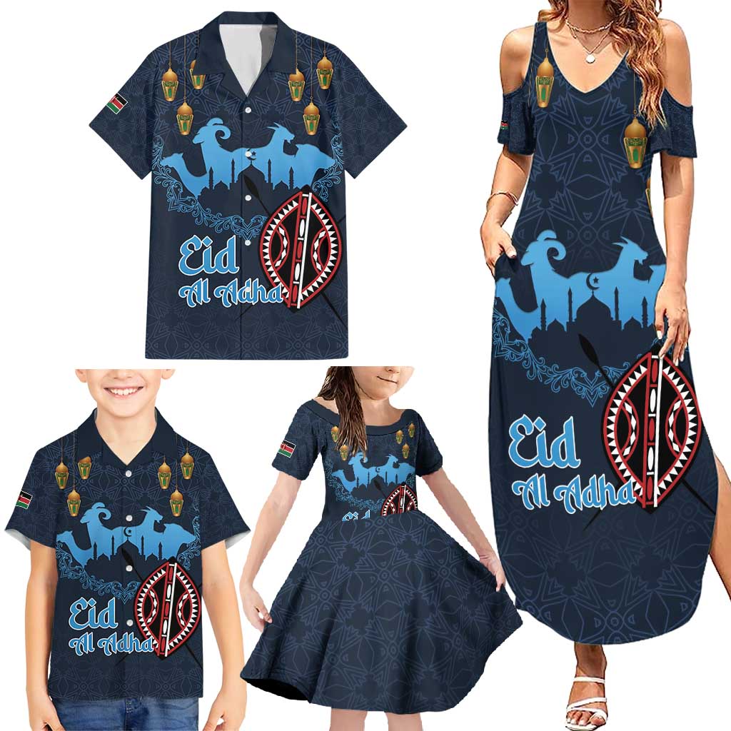 Kenya Happy Eid Mubarak Family Matching Summer Maxi Dress and Hawaiian Shirt Eid Al-Adha