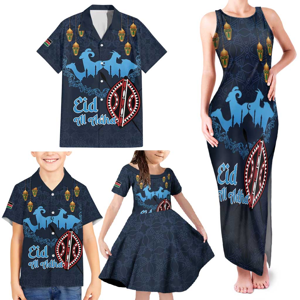 Kenya Happy Eid Mubarak Family Matching Tank Maxi Dress and Hawaiian Shirt Eid Al-Adha