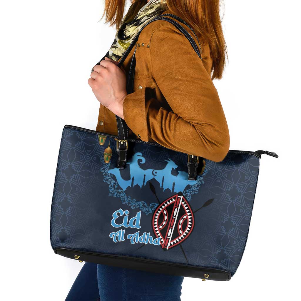 Kenya Happy Eid Mubarak Leather Tote Bag Eid Al-Adha