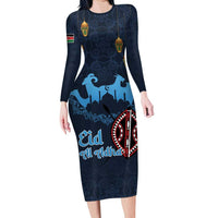 Kenya Happy Eid Mubarak Long Sleeve Bodycon Dress Eid Al-Adha