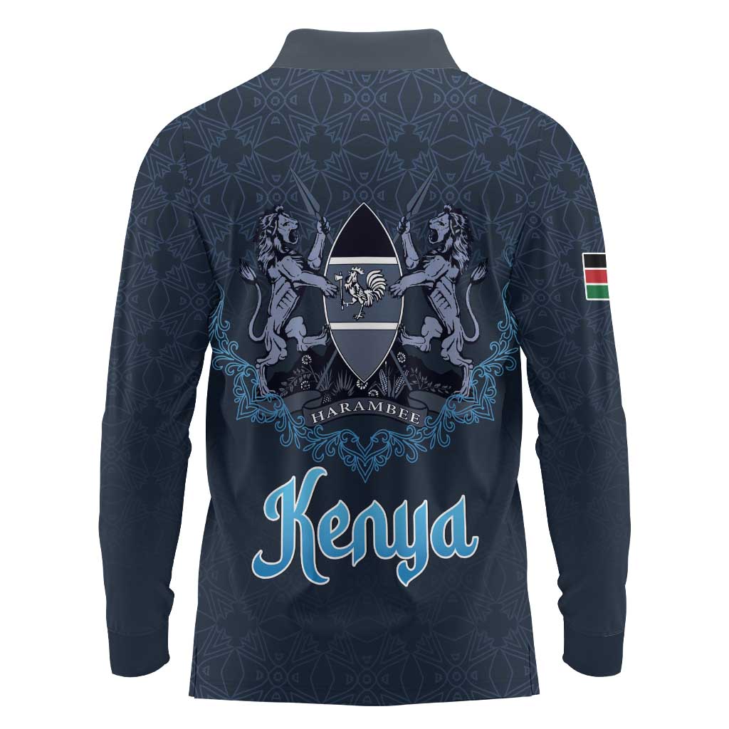 Kenya Happy Eid Mubarak Long Sleeve Polo Shirt Eid Al-Adha