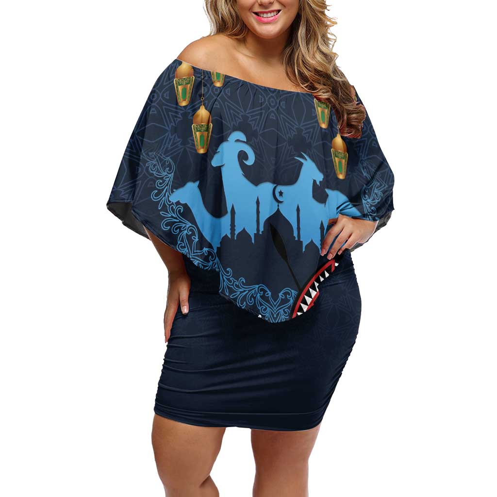 Kenya Happy Eid Mubarak Off Shoulder Short Dress Eid Al-Adha