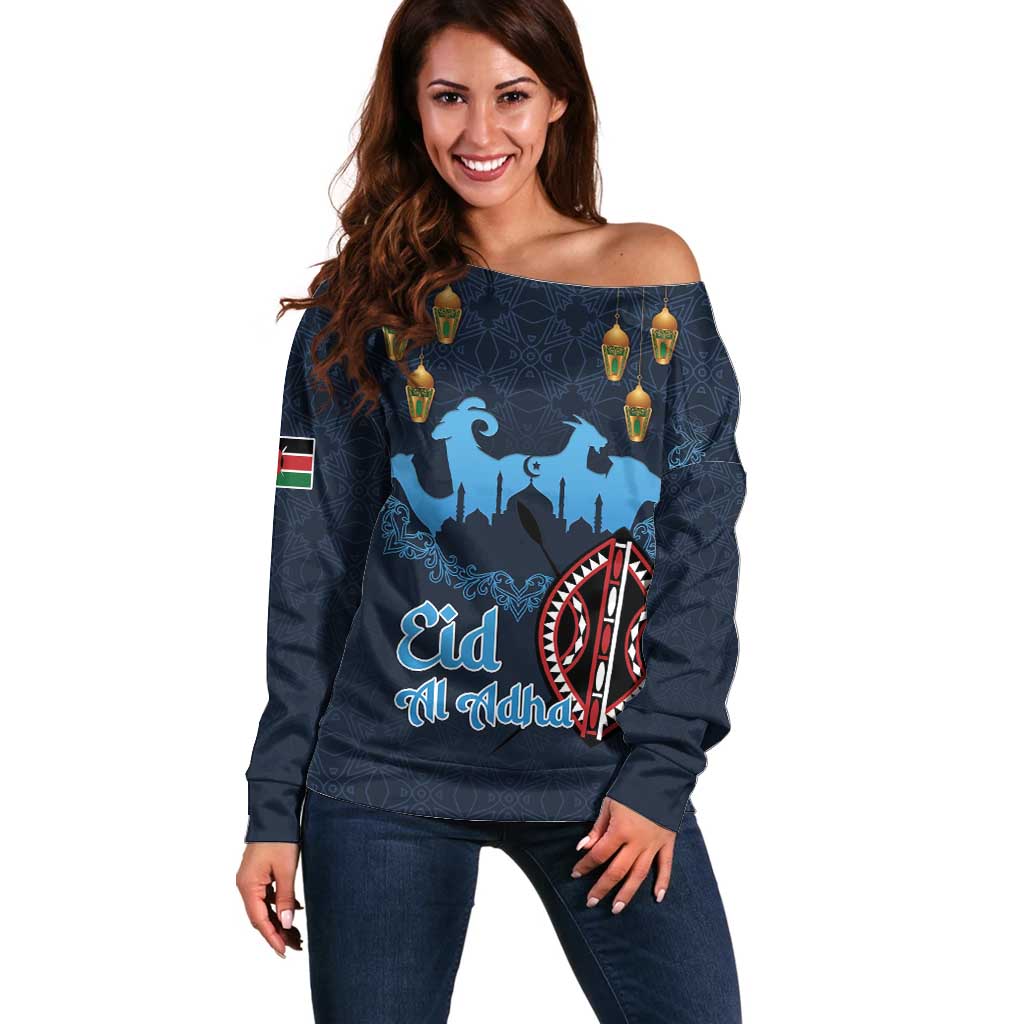 Kenya Happy Eid Mubarak Off Shoulder Sweater Eid Al-Adha