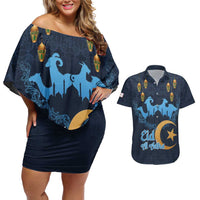 Algeria Happy Eid Mubarak Couples Matching Off Shoulder Short Dress and Hawaiian Shirt Eid Al-Adha