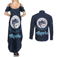 Algeria Happy Eid Mubarak Couples Matching Summer Maxi Dress and Long Sleeve Button Shirt Eid Al-Adha