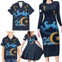 Algeria Happy Eid Mubarak Family Matching Long Sleeve Bodycon Dress and Hawaiian Shirt Eid Al-Adha