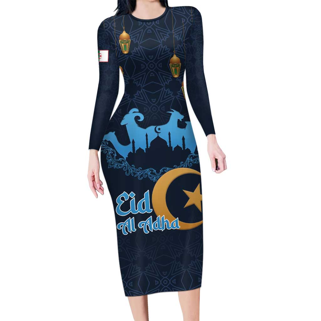 Algeria Happy Eid Mubarak Family Matching Long Sleeve Bodycon Dress and Hawaiian Shirt Eid Al-Adha