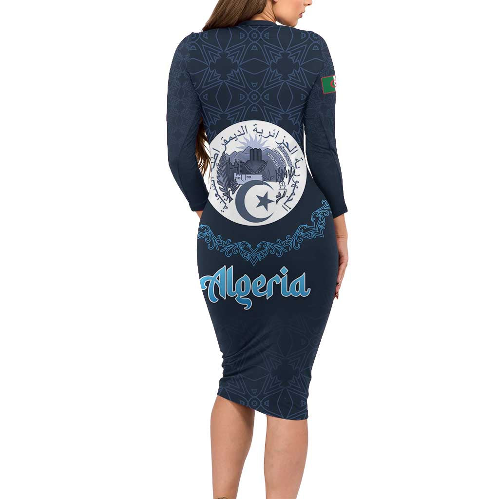 Algeria Happy Eid Mubarak Family Matching Long Sleeve Bodycon Dress and Hawaiian Shirt Eid Al-Adha