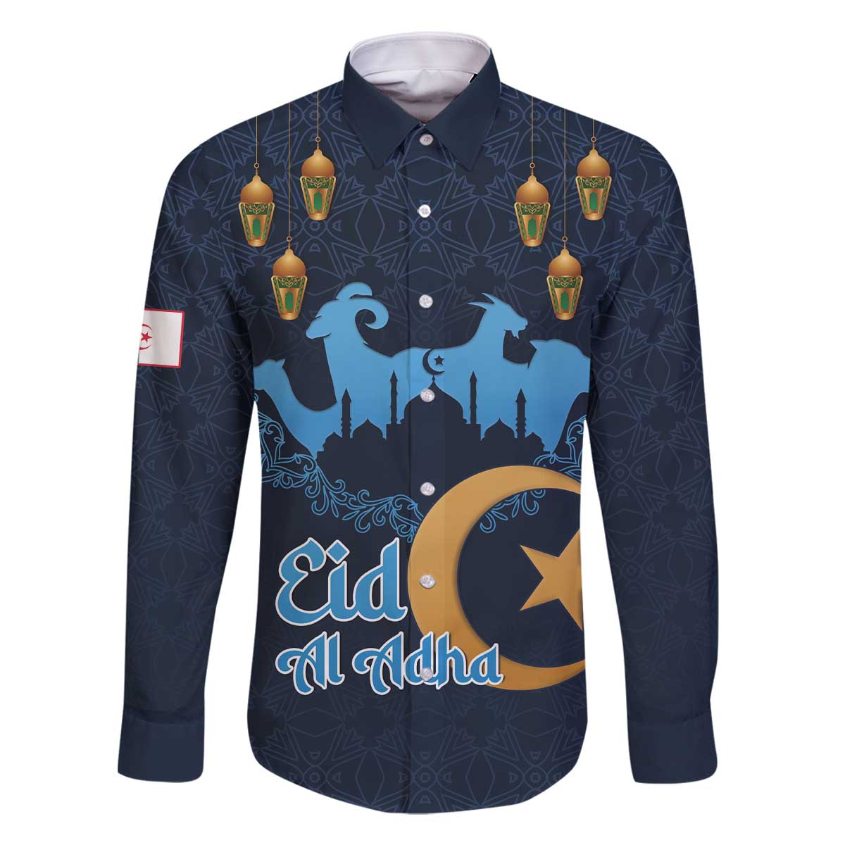 Algeria Happy Eid Mubarak Family Matching Off The Shoulder Long Sleeve Dress and Hawaiian Shirt Eid Al-Adha