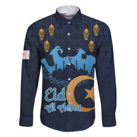 Algeria Happy Eid Mubarak Family Matching Off The Shoulder Long Sleeve Dress and Hawaiian Shirt Eid Al-Adha