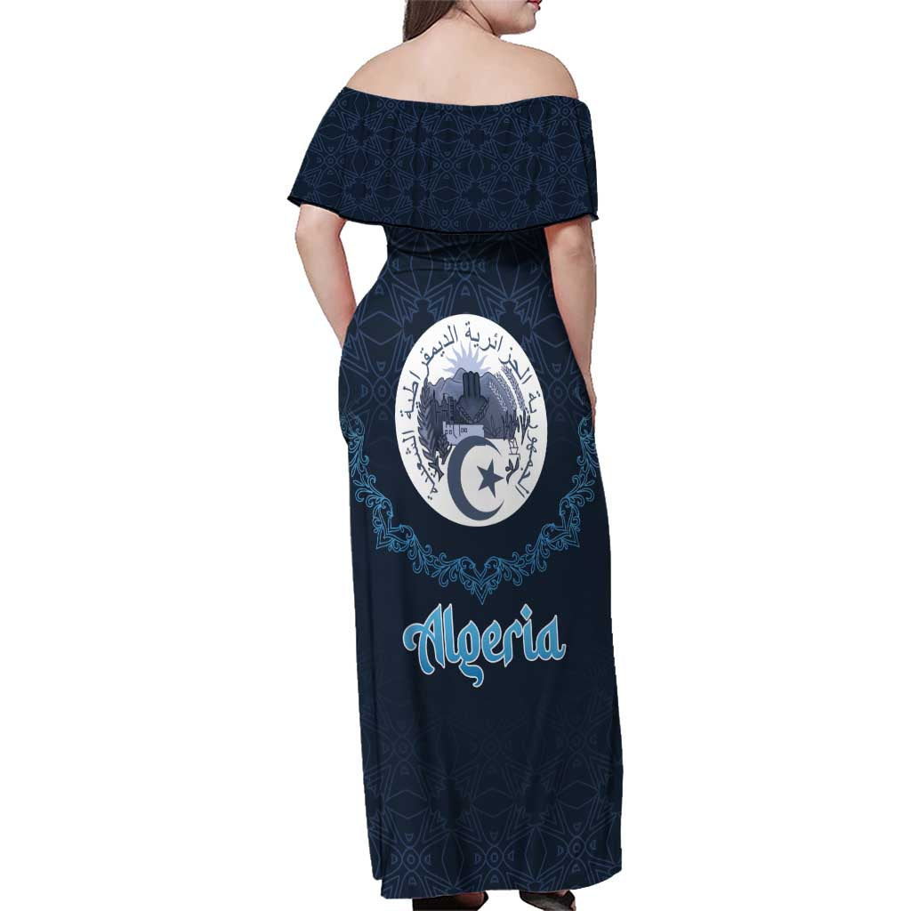 Algeria Happy Eid Mubarak Family Matching Off Shoulder Maxi Dress and Hawaiian Shirt Eid Al-Adha