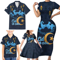 Algeria Happy Eid Mubarak Family Matching Short Sleeve Bodycon Dress and Hawaiian Shirt Eid Al-Adha
