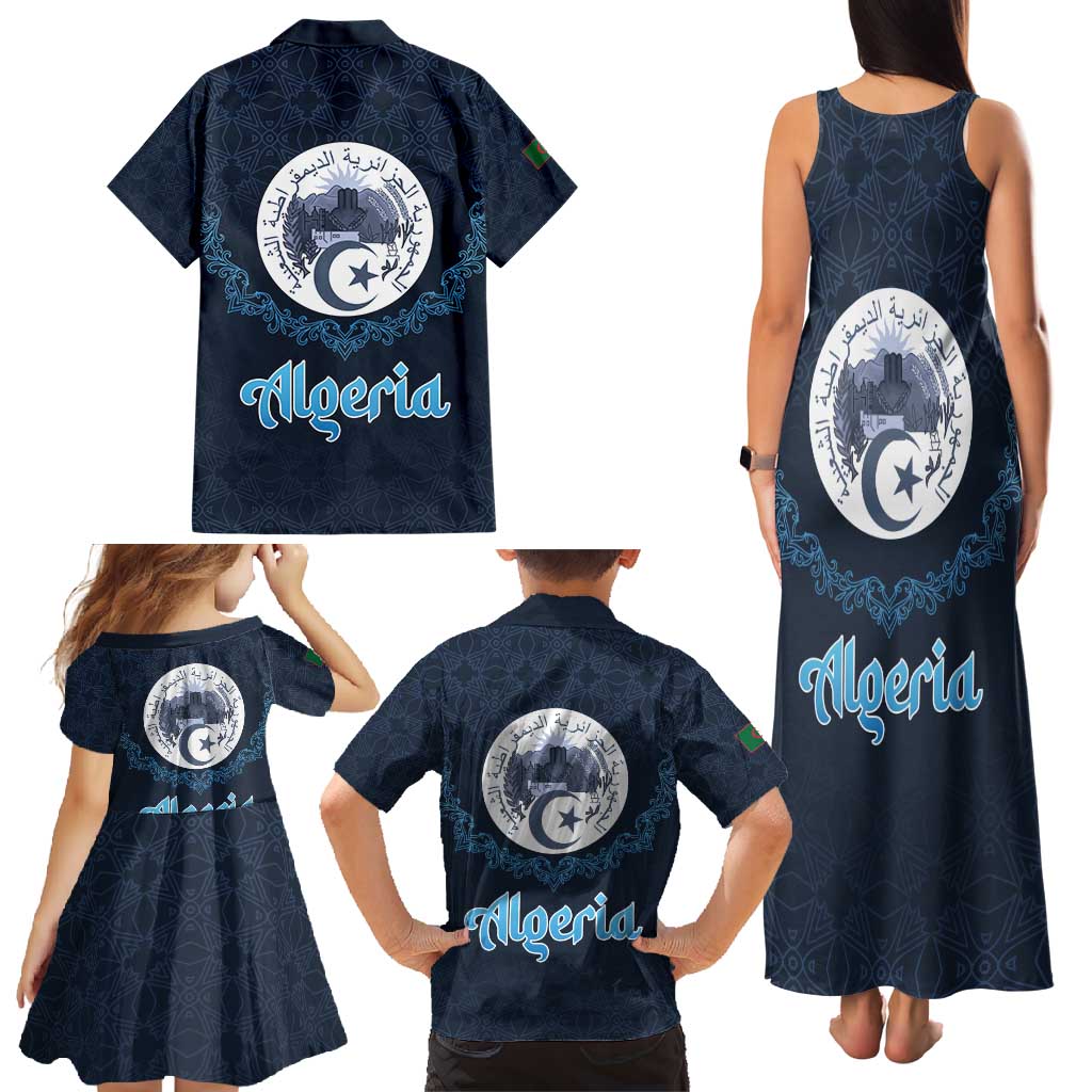 Algeria Happy Eid Mubarak Family Matching Tank Maxi Dress and Hawaiian Shirt Eid Al-Adha