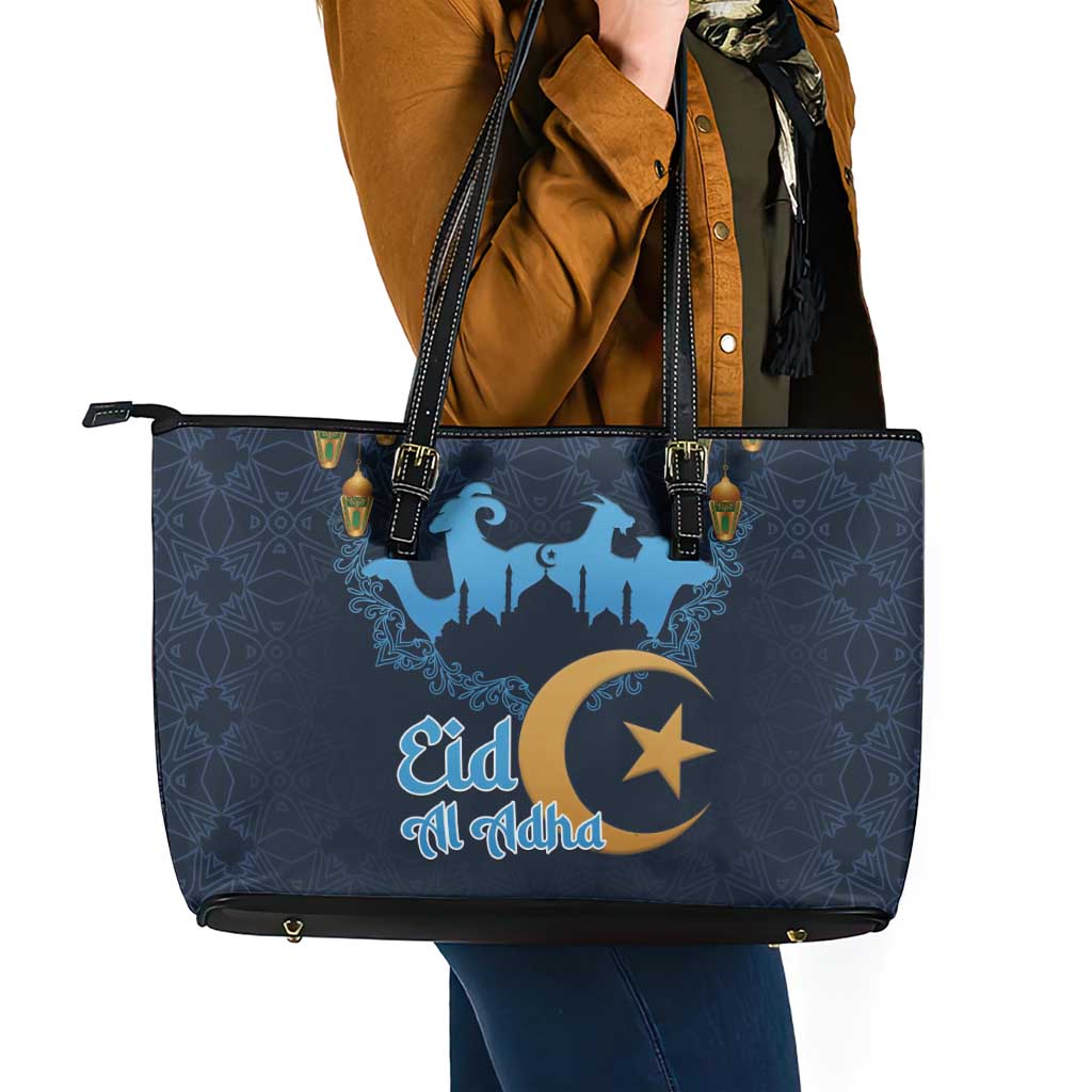 Algeria Happy Eid Mubarak Leather Tote Bag Eid Al-Adha