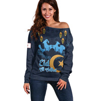 Algeria Happy Eid Mubarak Off Shoulder Sweater Eid Al-Adha
