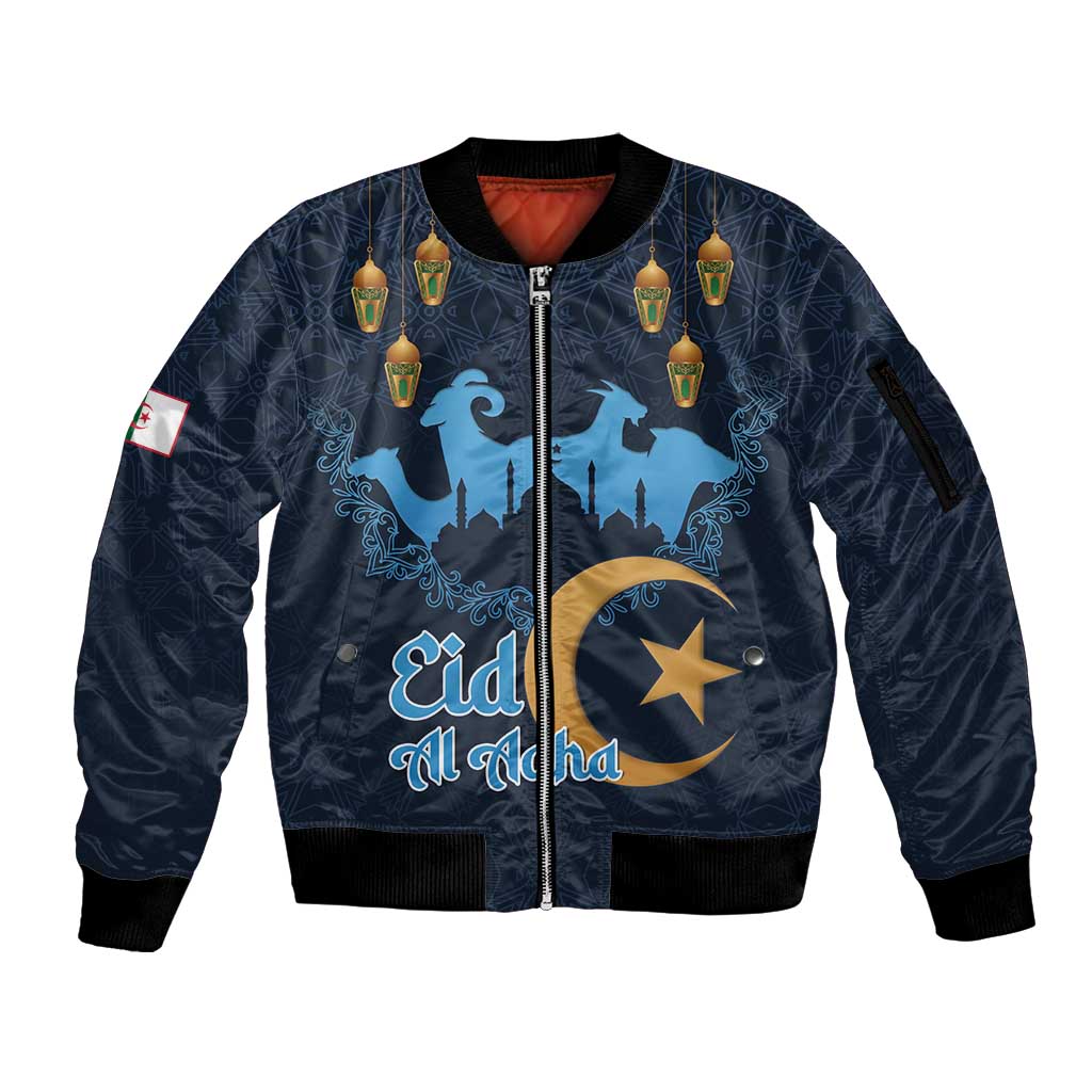 Algeria Happy Eid Mubarak Sleeve Zip Bomber Jacket Eid Al-Adha
