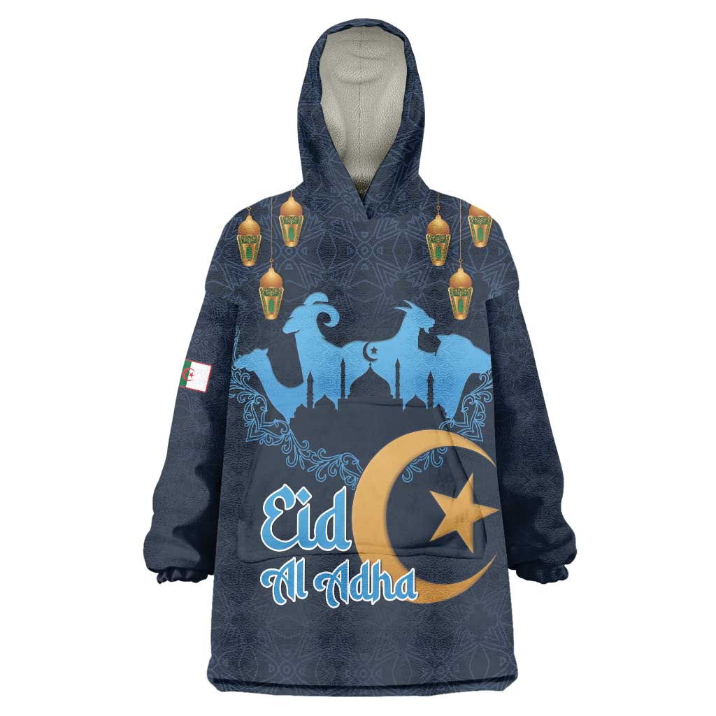 Algeria Happy Eid Mubarak Wearable Blanket Hoodie Eid Al-Adha