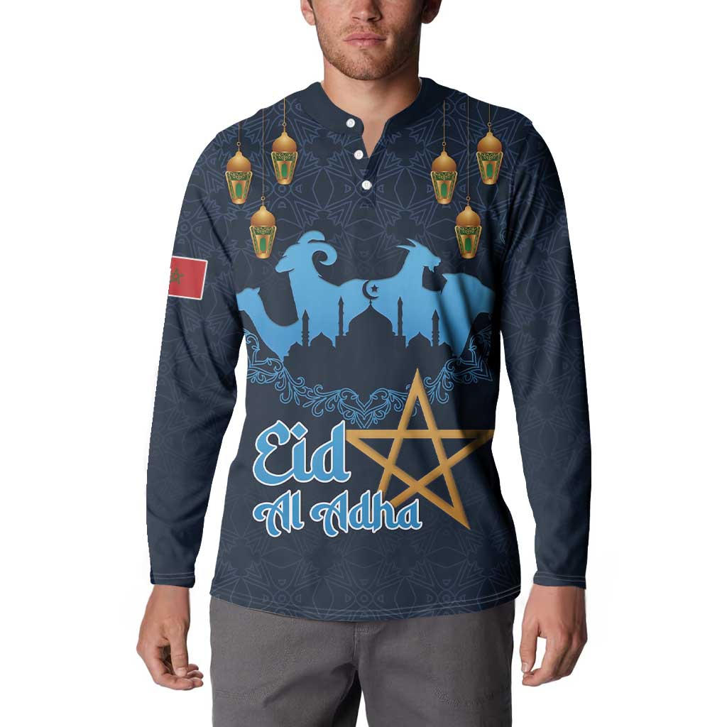 Morocco Happy Eid Mubarak Button Sweatshirt Eid Al-Adha