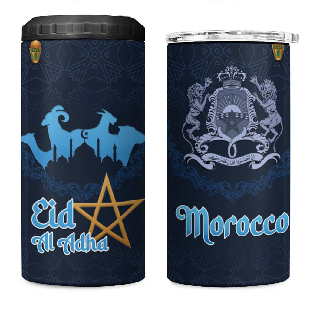 Morocco Happy Eid Mubarak 4 in 1 Can Cooler Tumbler Eid Al-Adha