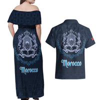 Morocco Happy Eid Mubarak Couples Matching Off Shoulder Maxi Dress and Hawaiian Shirt Eid Al-Adha
