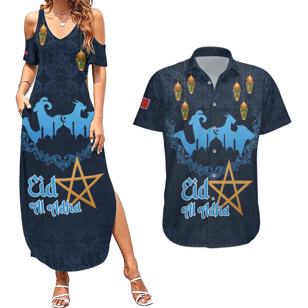 Morocco Happy Eid Mubarak Couples Matching Summer Maxi Dress and Hawaiian Shirt Eid Al-Adha