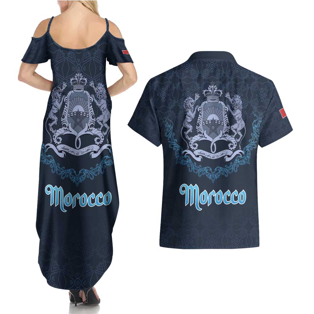 Morocco Happy Eid Mubarak Couples Matching Summer Maxi Dress and Hawaiian Shirt Eid Al-Adha