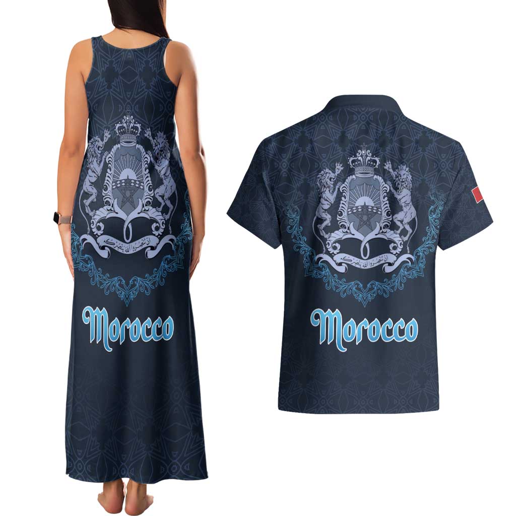 Morocco Happy Eid Mubarak Couples Matching Tank Maxi Dress and Hawaiian Shirt Eid Al-Adha