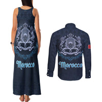 Morocco Happy Eid Mubarak Couples Matching Tank Maxi Dress and Long Sleeve Button Shirt Eid Al-Adha